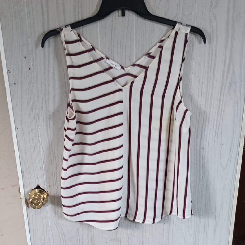 Maurices Burgundy and White Striped Tank Top